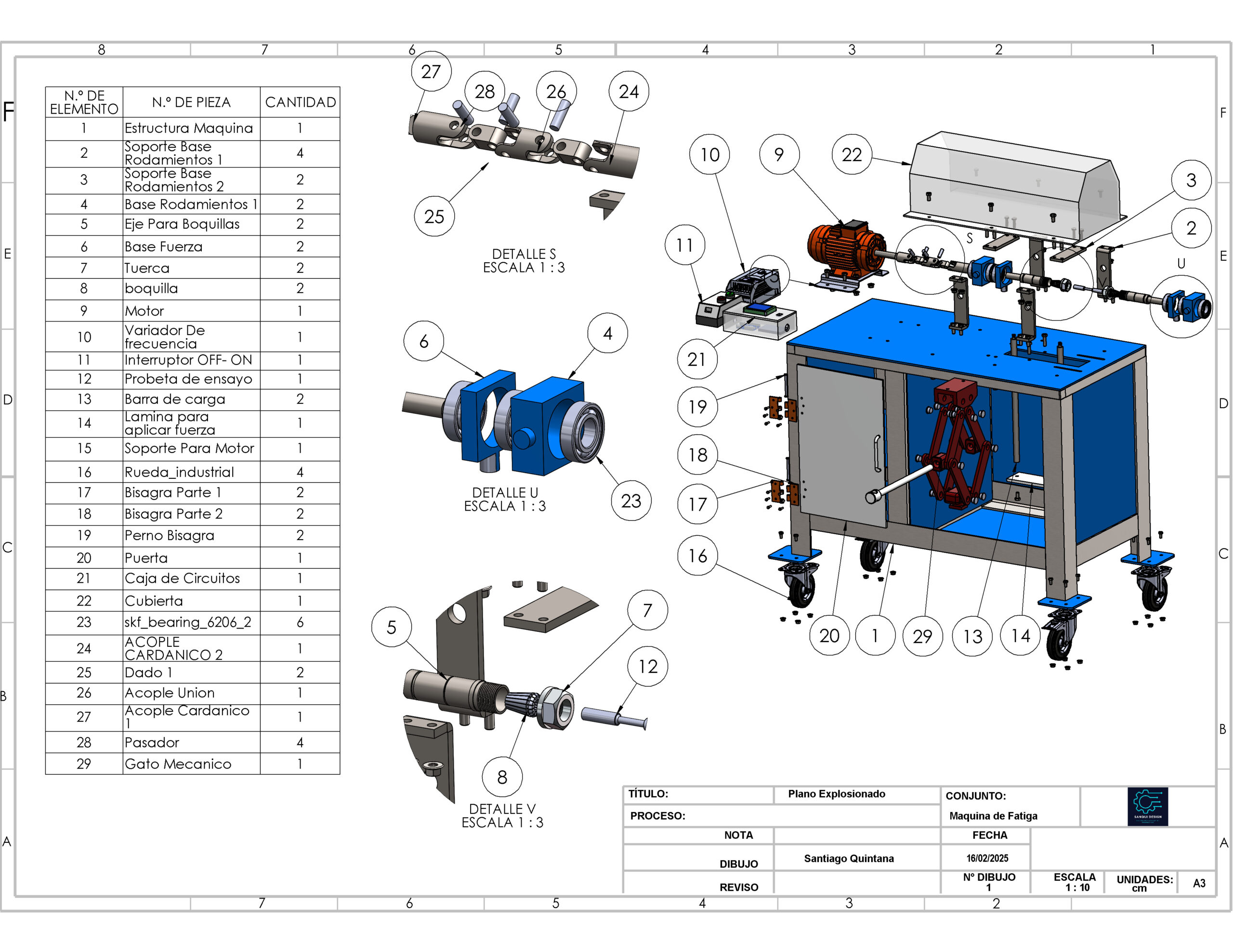 Plano Explosionado Maquina de fatiga